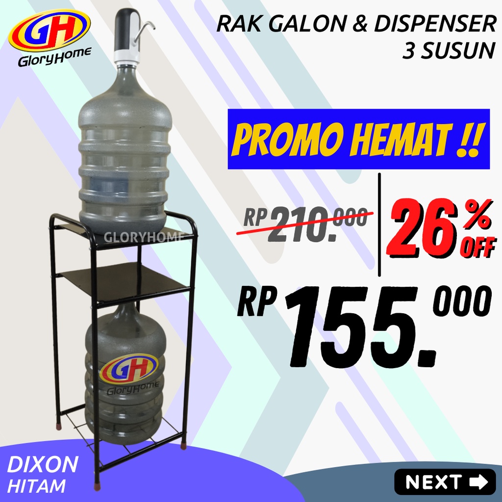 Rak Galon Air Besi 3 Susun Meja Rak Dapur Minimalis Sebaguna Murah Meja Dispenser 3 Susun - DIXON