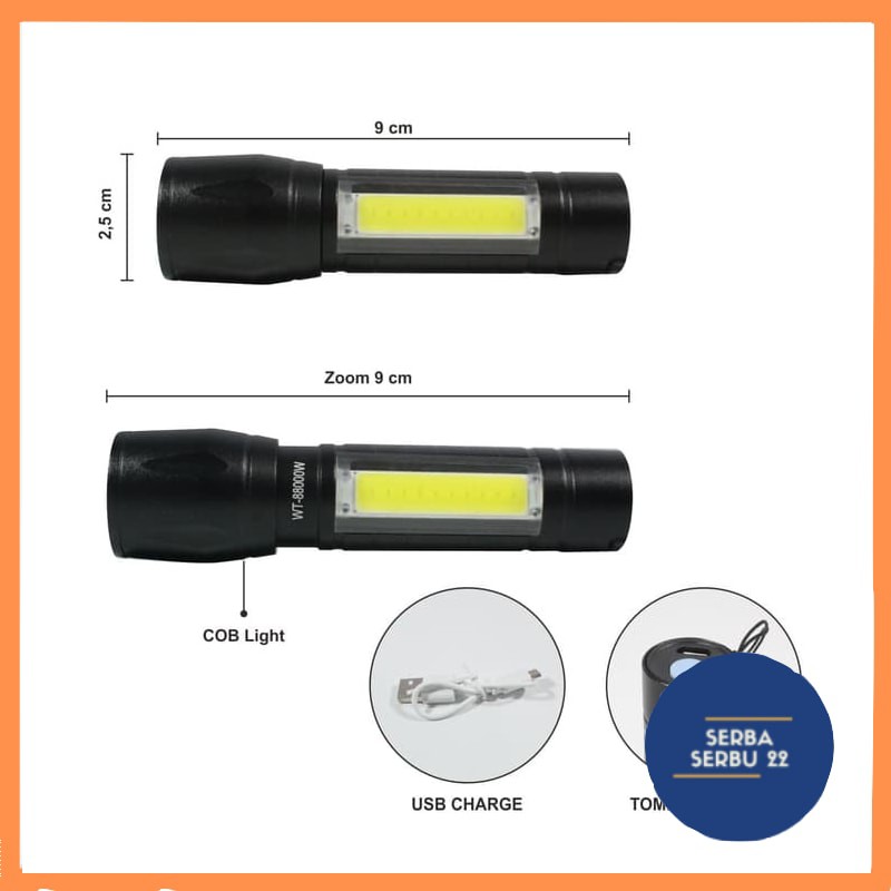 Senter Mini XPE COB led Q5 zoom Usb Charger Waterproof / Senter mini super Terang [SS]