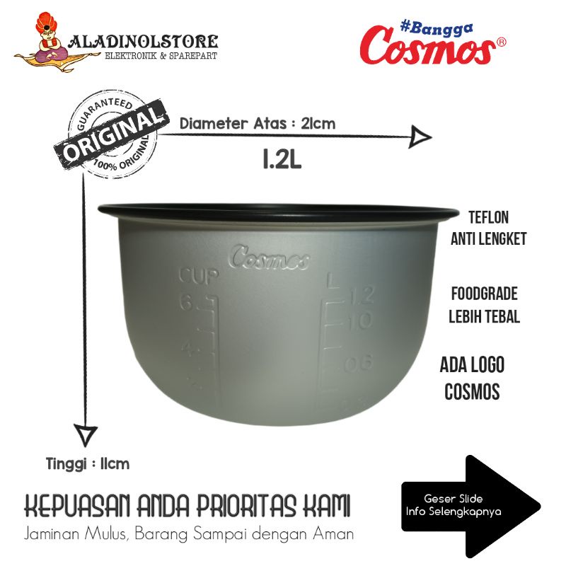 Panci Teflon MagicCom Cosmos 1,2L CRJ 1803 Original