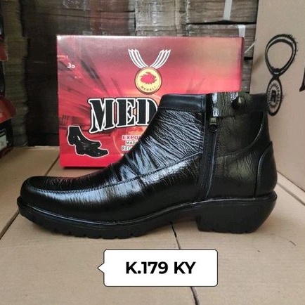 Sepatu kulit pria PDH boots Polri TNI security ASN sepatu kerja formal tampil lebih keren