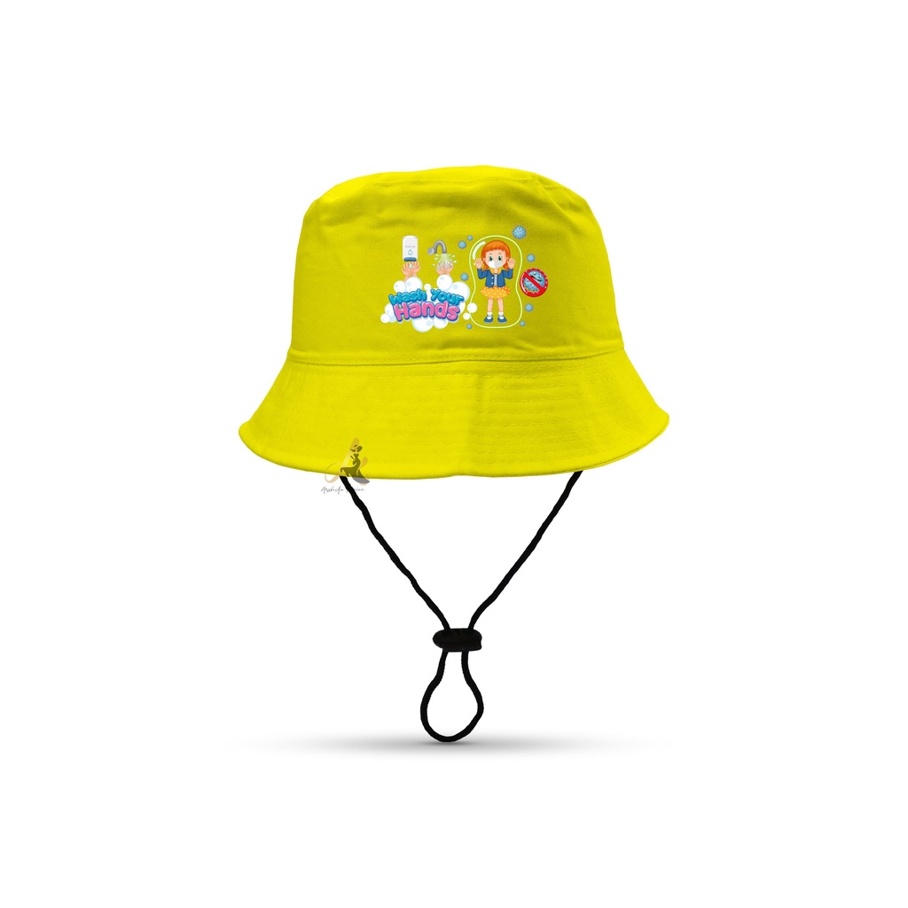 Topi Bucket anak gambar sablon Cuci Tangan/bucket anak cuci tangan