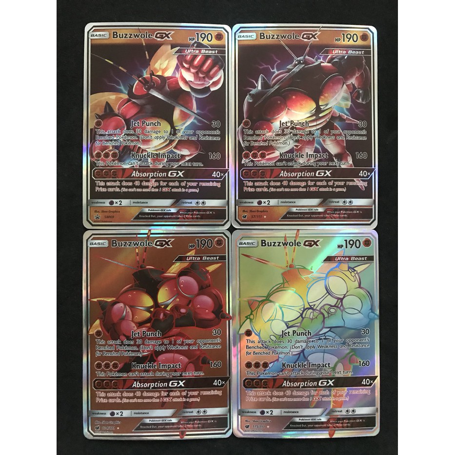 Kartu Pokemon TCG Sun&Moon Buzzwole GX FULLSET (4 kartu)