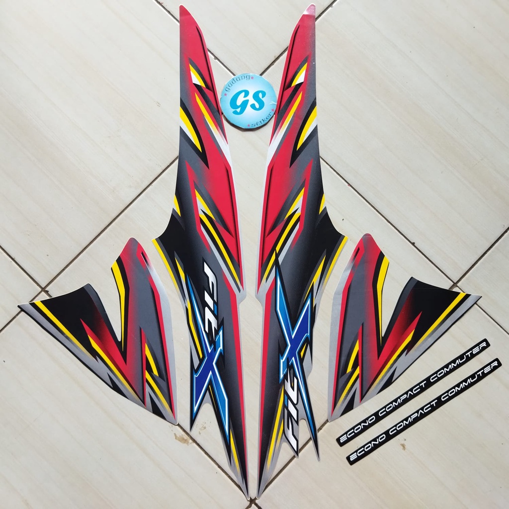 sticker striping motor honda supra fit x 2008 silver-hitam-merah