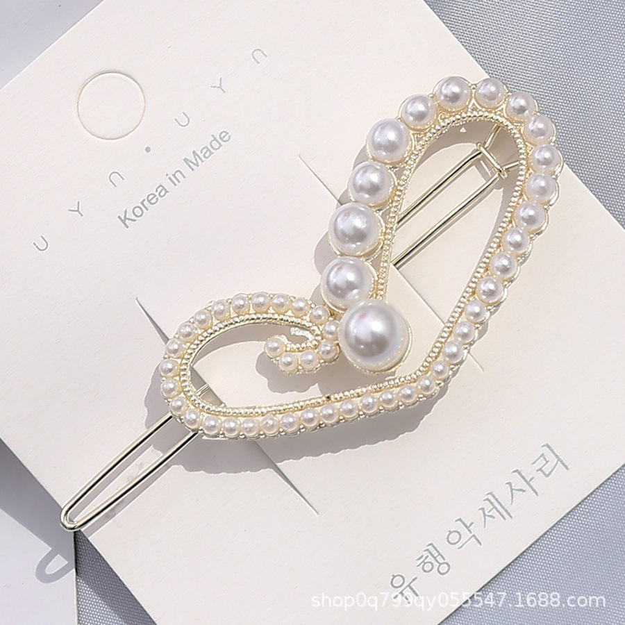 Korean Crystal Full Diamond Hair Clip Girl Pearl Rhinestone Hairpin Cute Elegant Hair Accessories