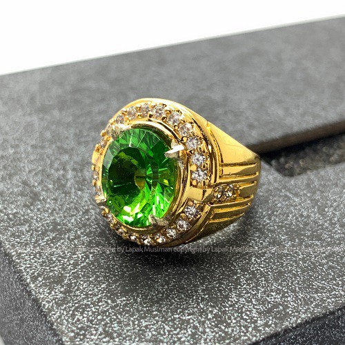 [Bayar di Tempat] Cincin Pria Batu Natural Green Moldavite Original Oval