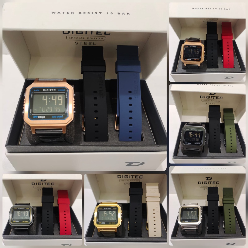 Jam Tangan Pria Digital Digitec DGS5180 DGS-5180 DGS 5180 SET TALI (Random) Tali Rubber Free Baterai