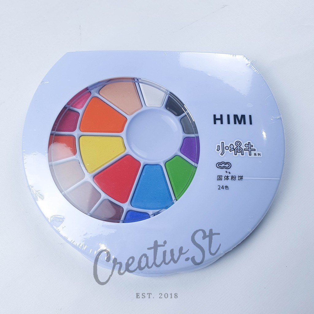 

Himi Watercolor Cake 24 Color + Brush Cat Air Warna Kemasan Pastel