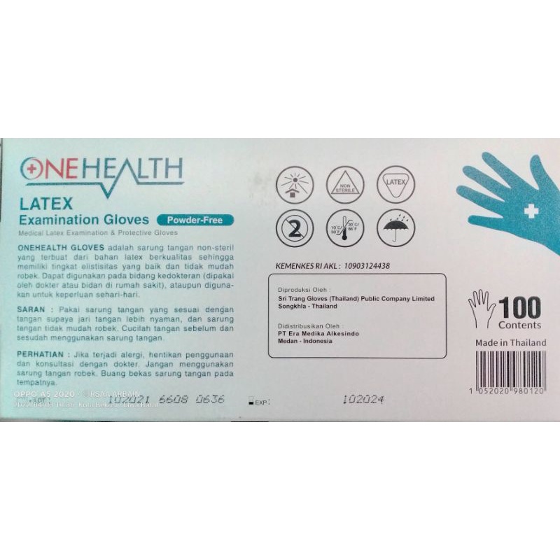 OneHealth LATEX Examination Gloves Powder-Free