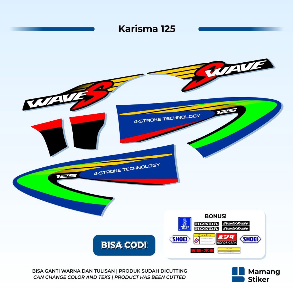 Striping Honda Karisma 125 D Variasi 11 Wave S Thailand i Karisma X Tahun 2002 2003 2004 2005 2006 S