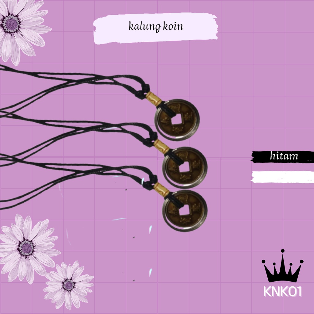 KNK01-KALUNG TALI PRIA LIONTIN KOIN CINA KALUNG TALI KOREA BANDUL KOIN CINA