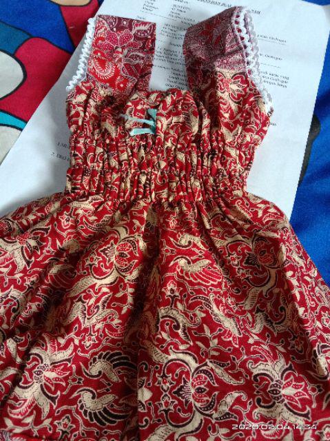 Dress Anak Batik Tanpa Lengan Bahan Katun, Smock Dada, Lucu, Harga Murah, Grosir Batik