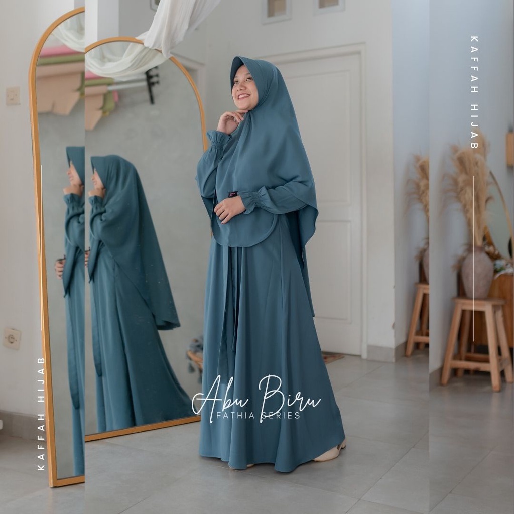 Kaffah Hijab | Set Gamis Jilbab Syari | Fathia Abu Biru
