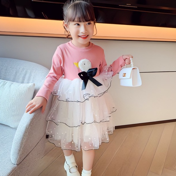 SALE DR111-Dress Anak Perempuan Tutu Confeti Duck