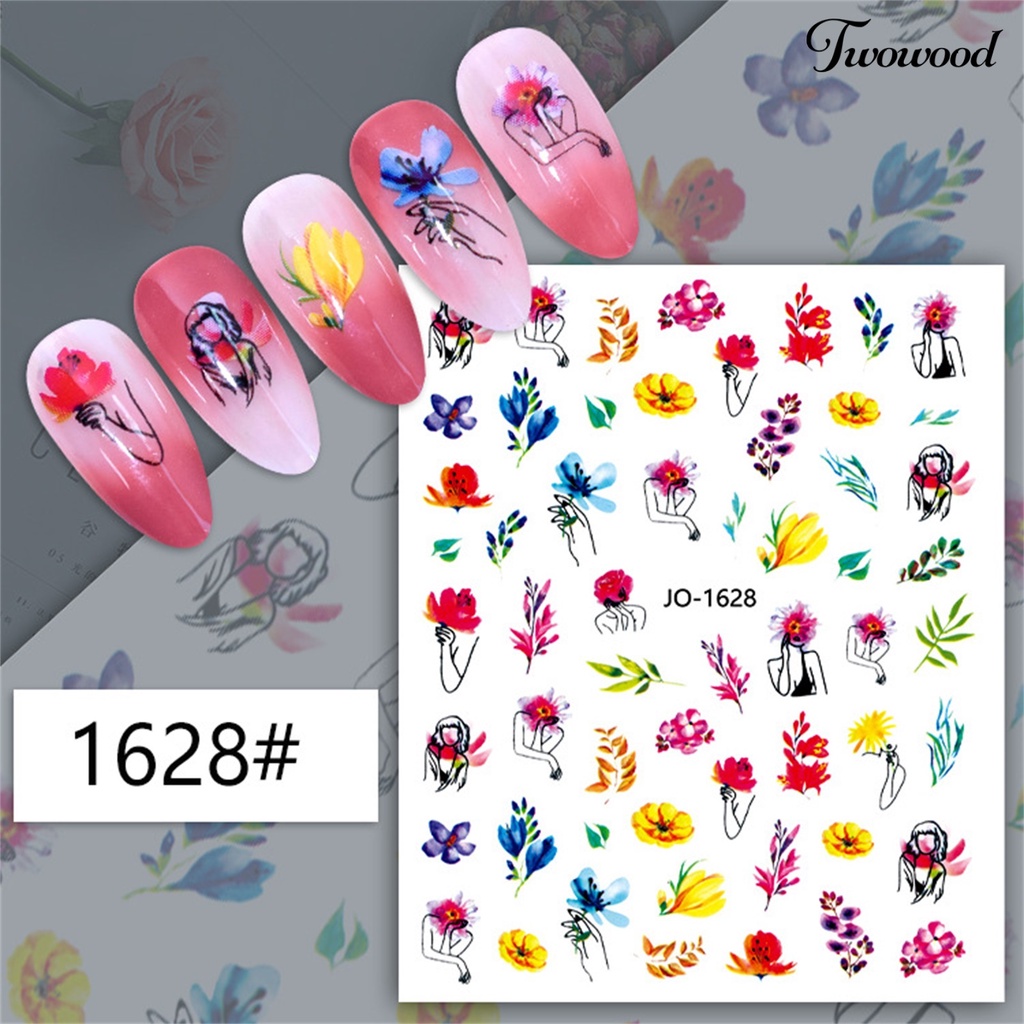 Twowood Stiker Kuku Warna-Warni Untuk Nail Art DIY