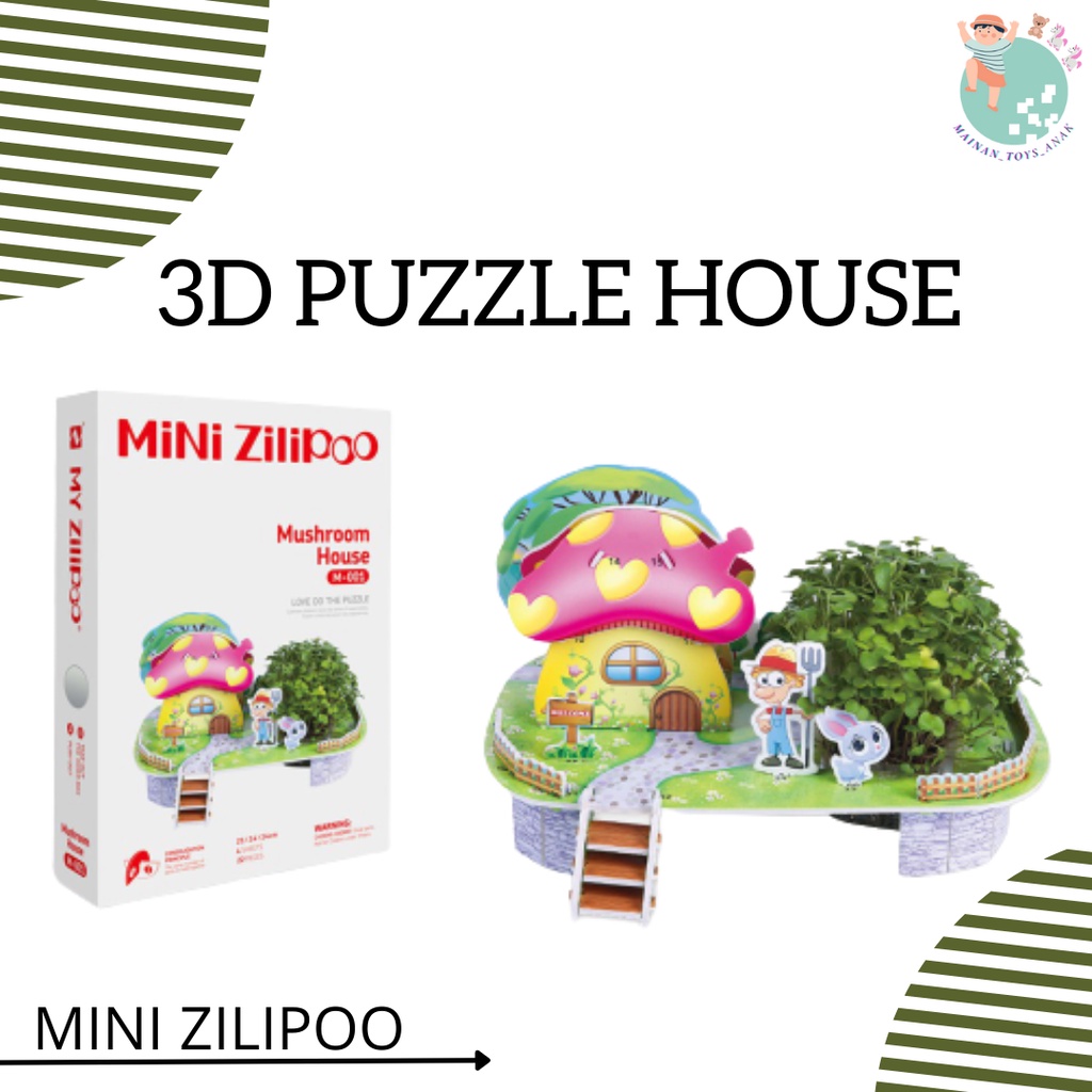 MAINAN_TOYS_ANAK 3D PUZZLE HOUSE PLANTING DIY TOY MUSHROOM HOUSE M001/MAINAN EDUKASI ANAK PLANTING