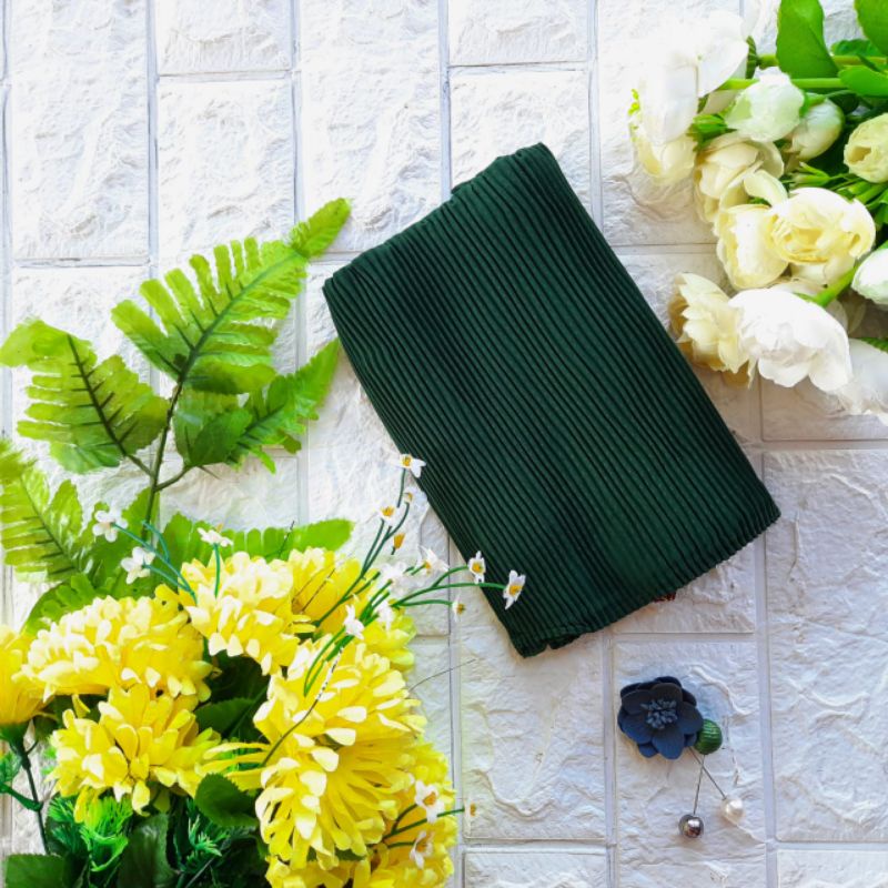 PASHMINA PLISKET by ASSYIFA ••pasmina plisket lidi-Hijau botol