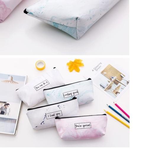 

☆ TP0041 Tempat Pensil Marble Pattern / Tempat Kosmetik - trust ○