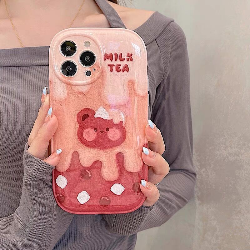 Case Desain Beruang Krim Untuk IPhone 12 13 11 Pro Max X Xs Max Xr Ghft