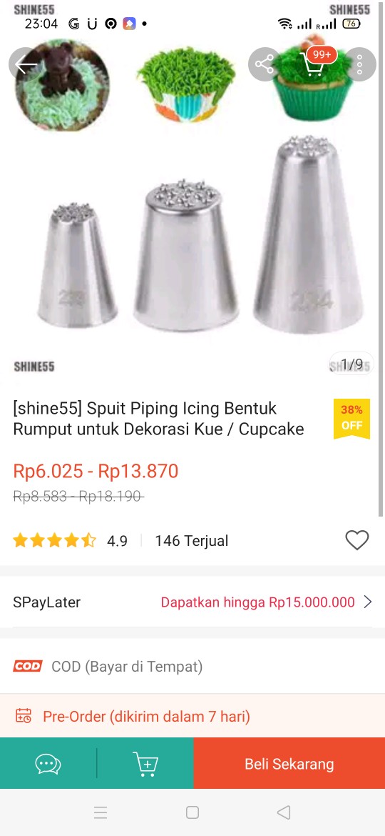 [shine55] Spuit Piping Icing Bentuk Rumput Untuk Dekorasi Kue / Cupcake