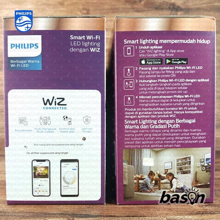 PHILIPS Paket isi 3 Smart WiFi LED 9W Color RGB + Tuneable WiZ Connected  - Bohlam Lampu LED Dimmable