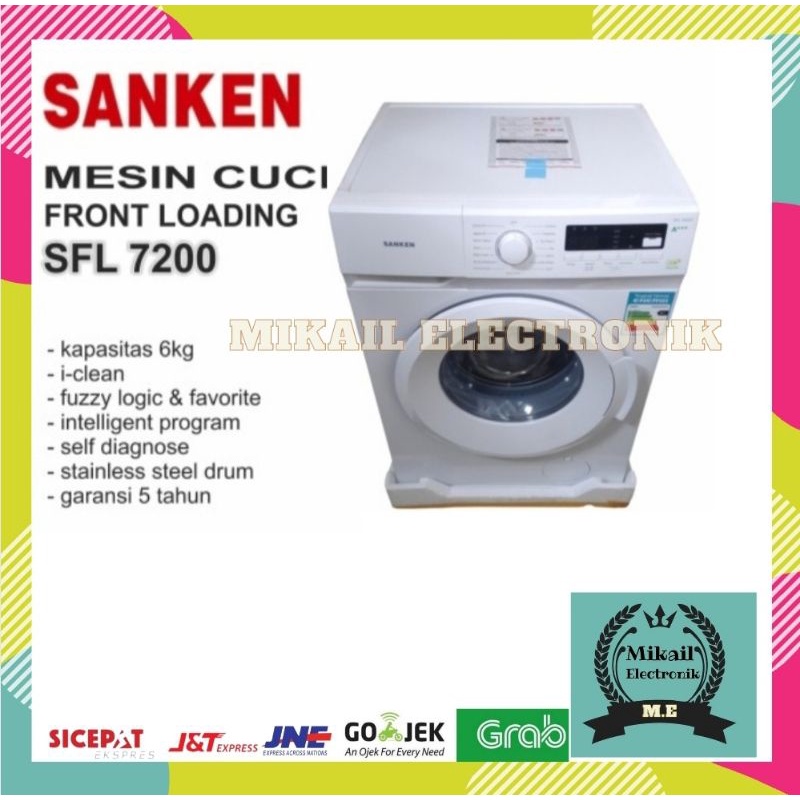 MESIN CUCI FRONT LOADING SANKEN SFL 7200 6KG LOW WATT SFL7200