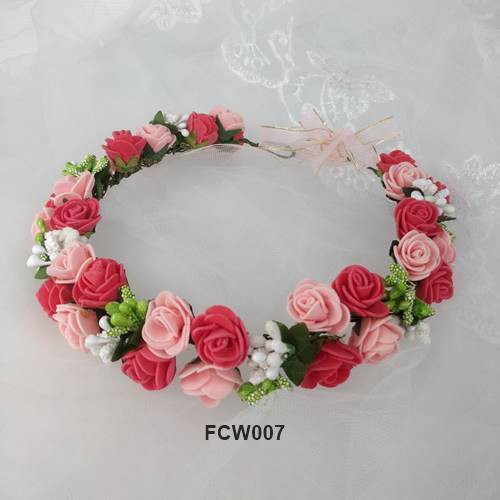 [PRODUK TERBATAS] AKSESORIS RAMBUT HEADPIECE FLOWER CROWN RED PINK FCW007