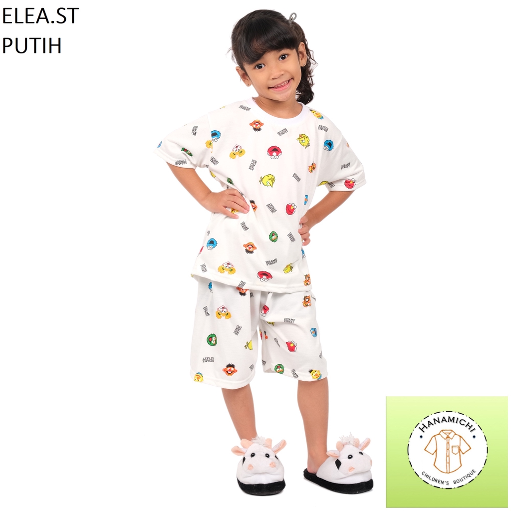 Hanamichi ELEA.ST Setelan Anak Lengan Pendek Motif Kartun