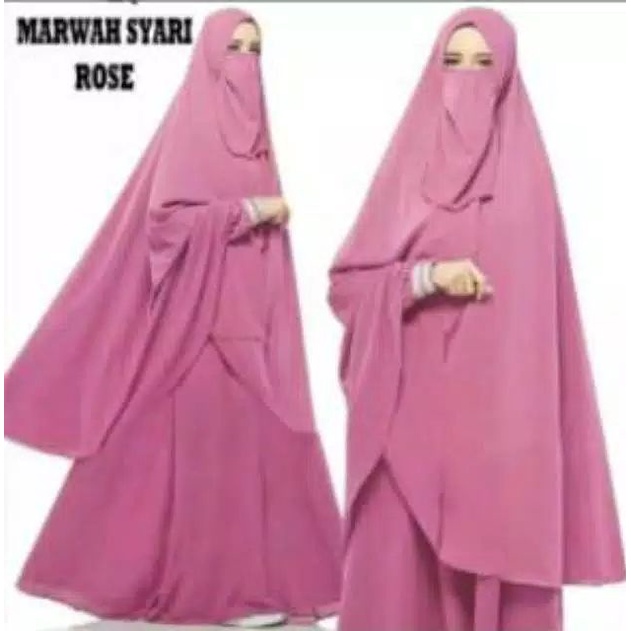 gamis marwah syari cadar set / gamis set cadar murah / stelan syar'i+cadar