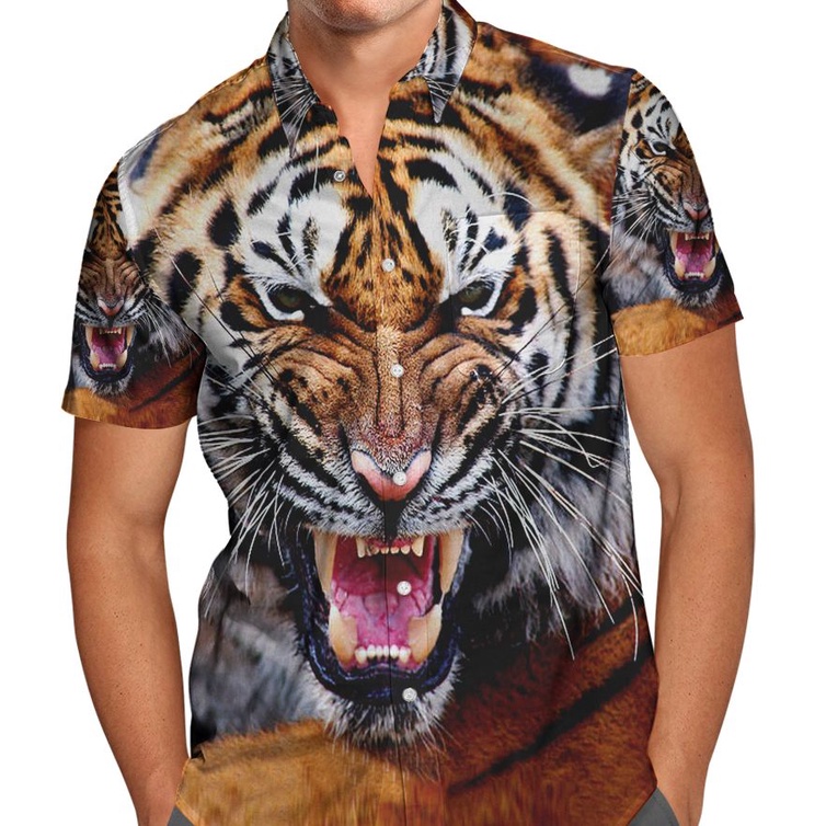 Kemeja Harimau / Kemeja Gambar Motif Harimau / Kemeja Tiger Harimau / Kemeja Motif Binatang Harimau