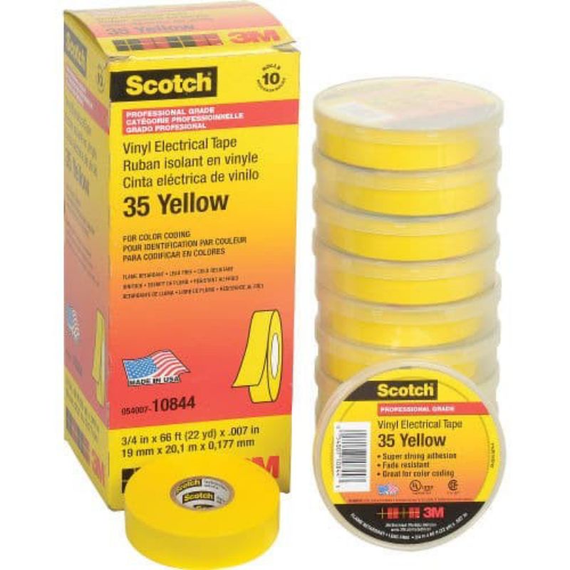 

3M Scoth Vinyl Electrical Tape 35 Yellow 19MMX20M