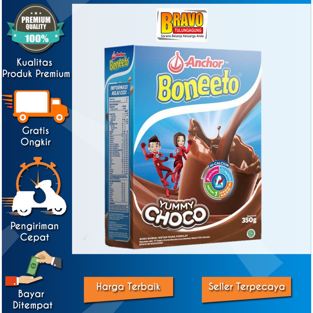 

Bravo Supermarket - Boneeto Susu Bubuk Cokelat 340g