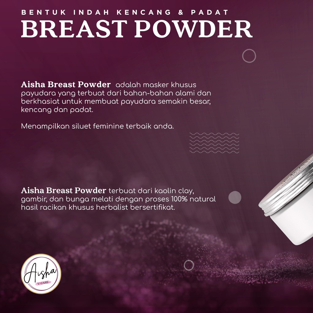 AISHAVCARE BREASTS POWDER | PENGENCANG PAYUDARA HERBAL | PERAWATAN KEWANITAAN SESUAI SUNNAH | KHUSUS WANITA