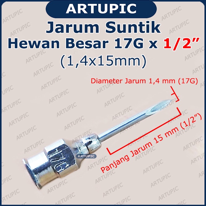 Jarum Suntik Hewan Besar 17G x 1/2 inch Vaksin Ternak Sapi Babi Kuda Vet Needle Stainless Steel