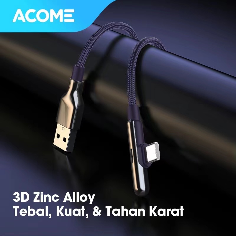 ACOME Gaming Cable Data TYPE-C Fast Charging Kabel Data QC3.0 3 A Garansi 1 Thn AWC010S