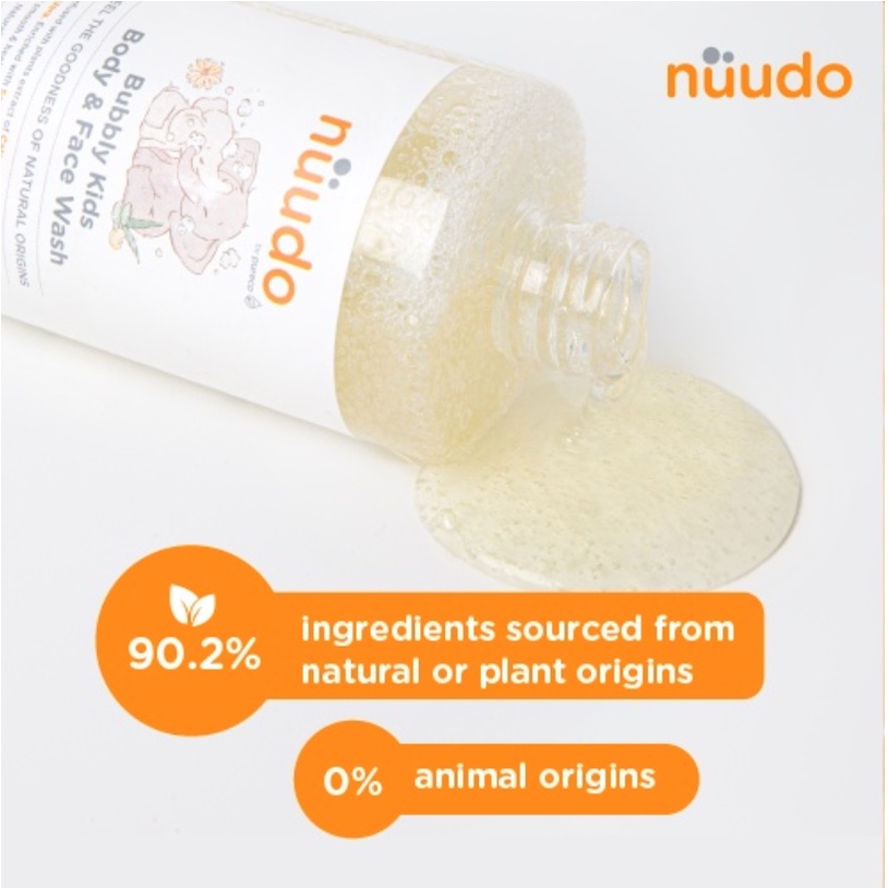 Nuudo by Pureco - Bubbly Kids Face Body Wash / Gentle Head To Toe Baby Wash / Refill Travel Full Size - Sabun Anak Bayi Natural Aloe Vera