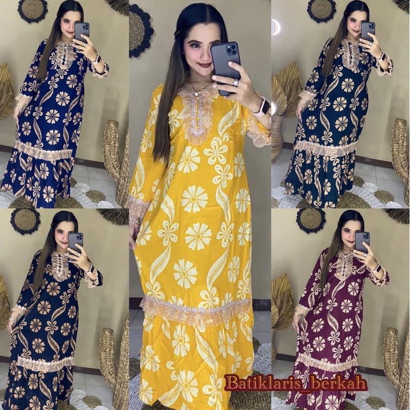 DASTER ARAB RENDA || KEMBANG MATAHARI LONGDRES || MODEL ZIPER DEPAN BUSUI &amp; BUMIL LD 110