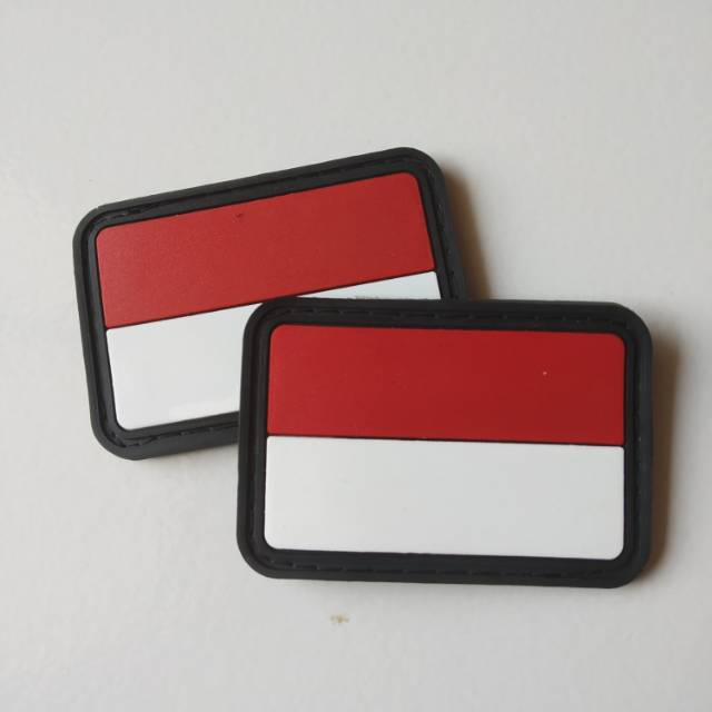 patch rubber BENDERA MERAH PUTIH INDONESIA/tempelan karet emblem logo velcro