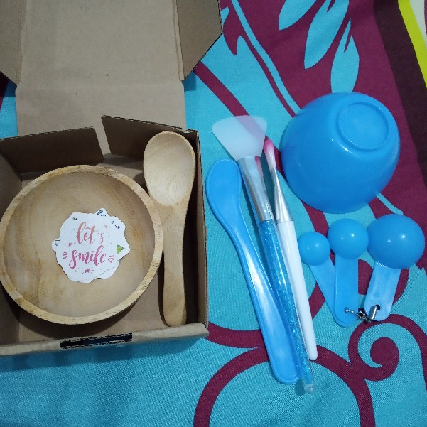 Set Mangkuk Masker Kayu Aesthetic (wooden Bowl Mask Set)