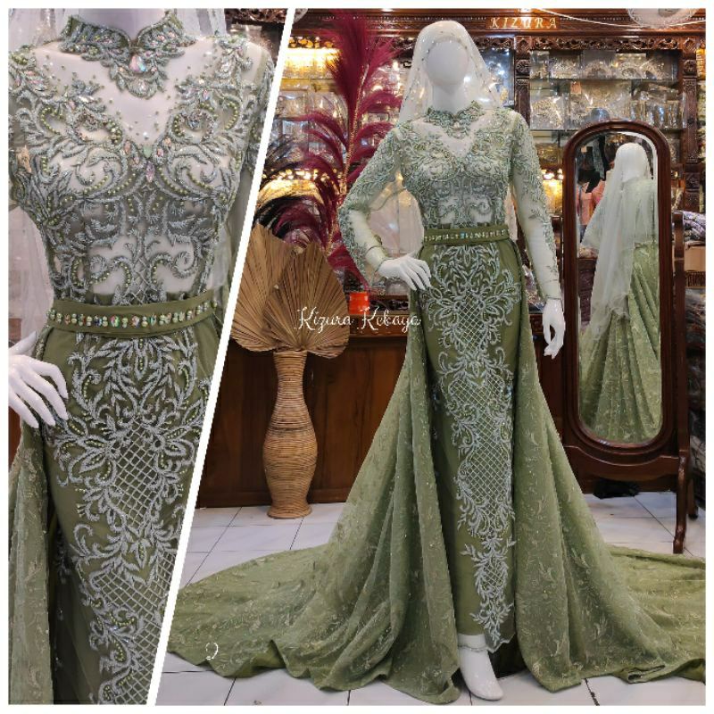 Gaun Pengantin Slim Dress Full Payet 2 in 1