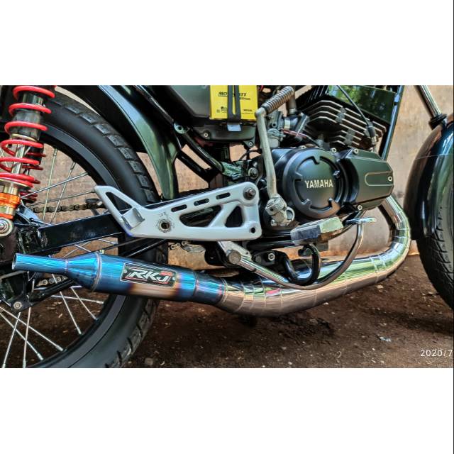 Knalpot RX-KING kolong kompetisi chrome ujung biru gurih garing RKJ racing