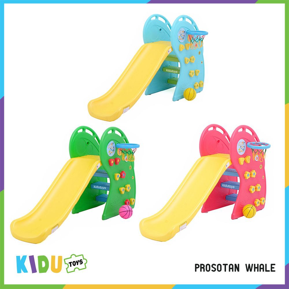 Prosotan Anak Whale KC510 Labeille Biru Hijau Merah / Prosotan Whale Slide Kidu Toys