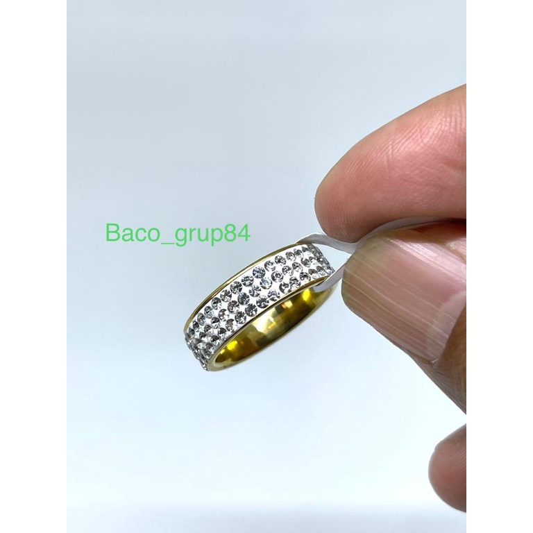 Cincin Titanium Full Mata Kuning (C44) Anti Karat Awet Selamanya