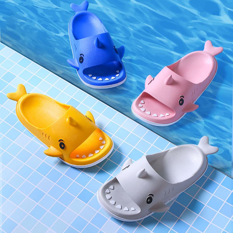 [littlecrab] Sandal Anak Motif Hiu Sirip Ekor Kids Sandals High Quality Cute Shark With Tails Biru Kuning Pink Abu Lucu Berkualitas Slip On Korean Style