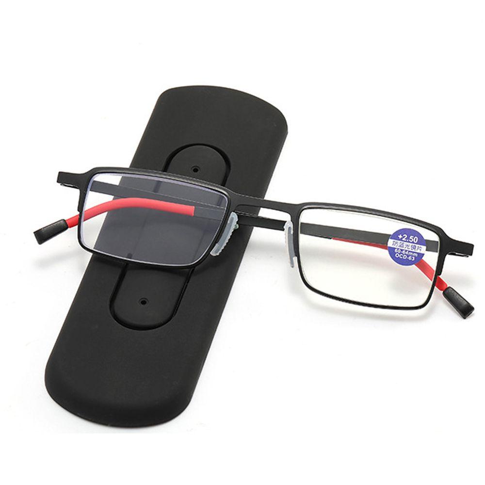 AUGUSTINA Kacamata Presbyopia Ultralight Outdoor Vision Care Square Glasses Frame Baca Pembesaran Ponsel Holder Hyperopia Eyewear