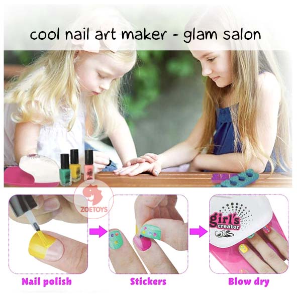 Zoetoys Cool Nail Art Maker | Kids Manicure Toy Fast Drying Beauty Salon | Mainan Set Pena Salon Kuku Anak | Cari Kado Edukasi Natal