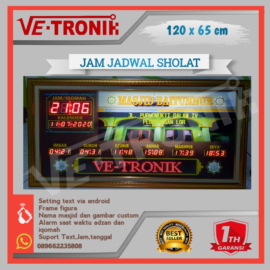 jadwal sholat running text jam jadwal sholat digital 120x65cm