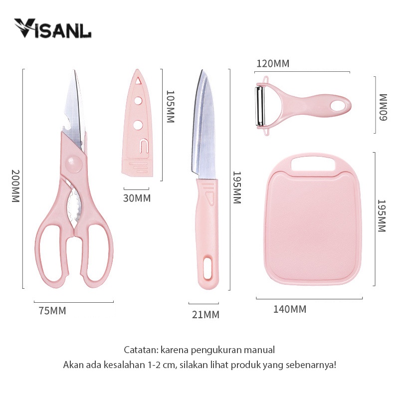 4PCS PISAU SET Pisau Keramik Talenan Set Knife Pisau Buah - ANTI KARAT - SUPER TAJAM