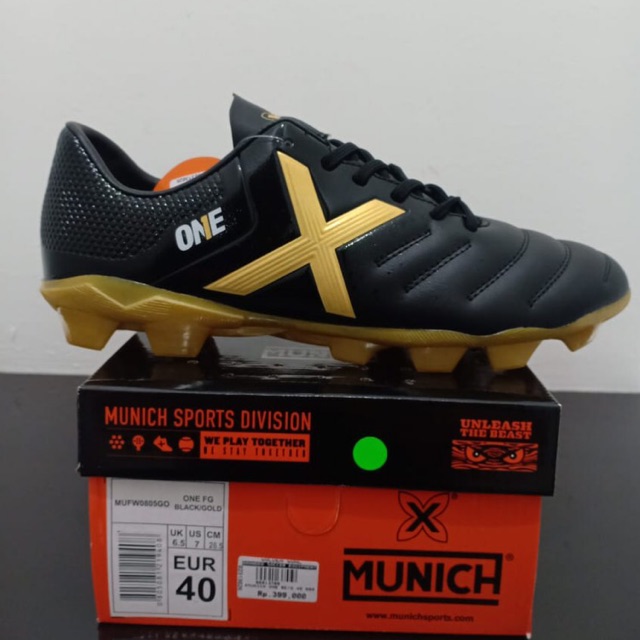 SEPATU BOLA - X MUNICH ONE FG - MUFW 0805GO (BLACK/GOLD)