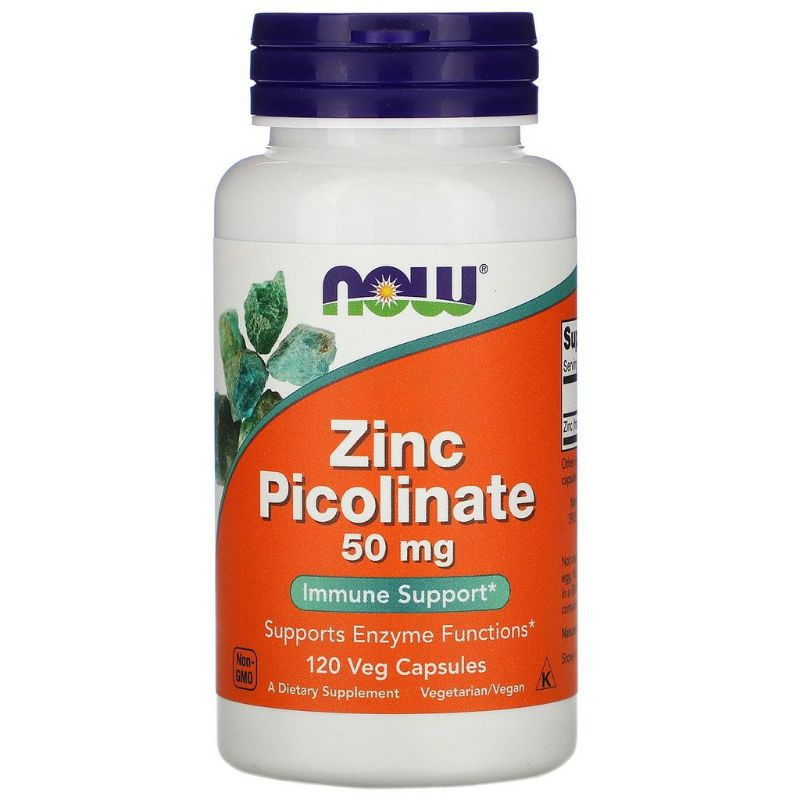 NOW FOOD ZINC ZINK PICOLINATE 50MG 50 MG × 120 KAPSUL CAPSULE SUPLEMEN MULTIVITAMIN GYM NOW ORI