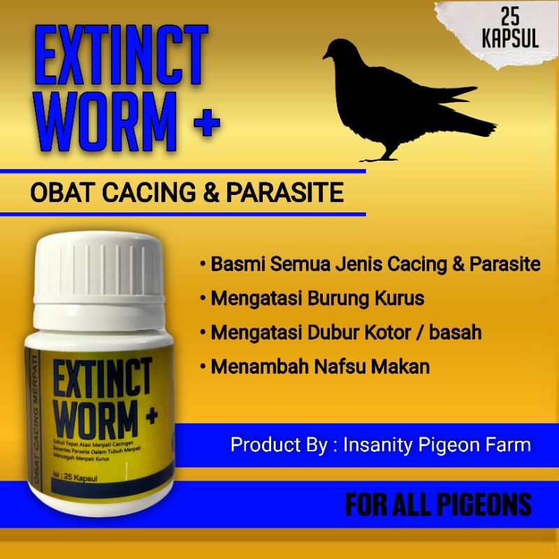 EXTINCT WORM OBAT CACING KHUSUS MERPATI 25 KAPSUL